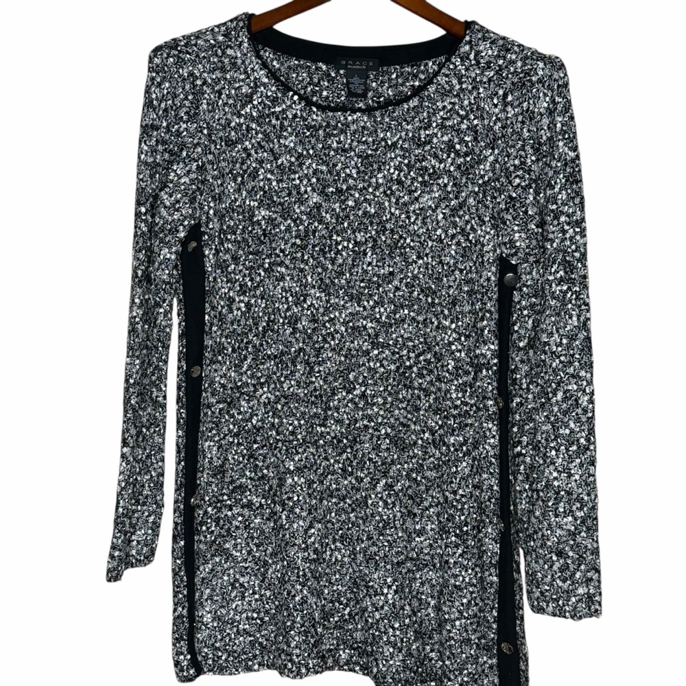 Grace Marled Knit Tunic Sweater Size L NWT
